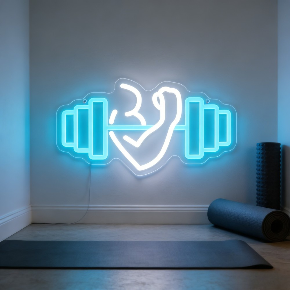 Home Gym Yoga Room - Insegna al Neon LED Bicep Dumbbell,