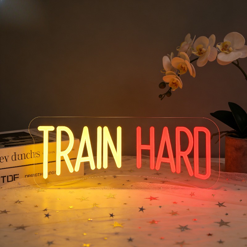 Home Gym Yellow - Insegna al Neon LED Giallo Rosso