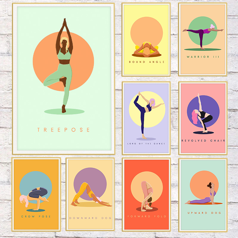 Modern Abstract Yoga Poses Pos - Home Gym Yoga Room recensione e prezzo