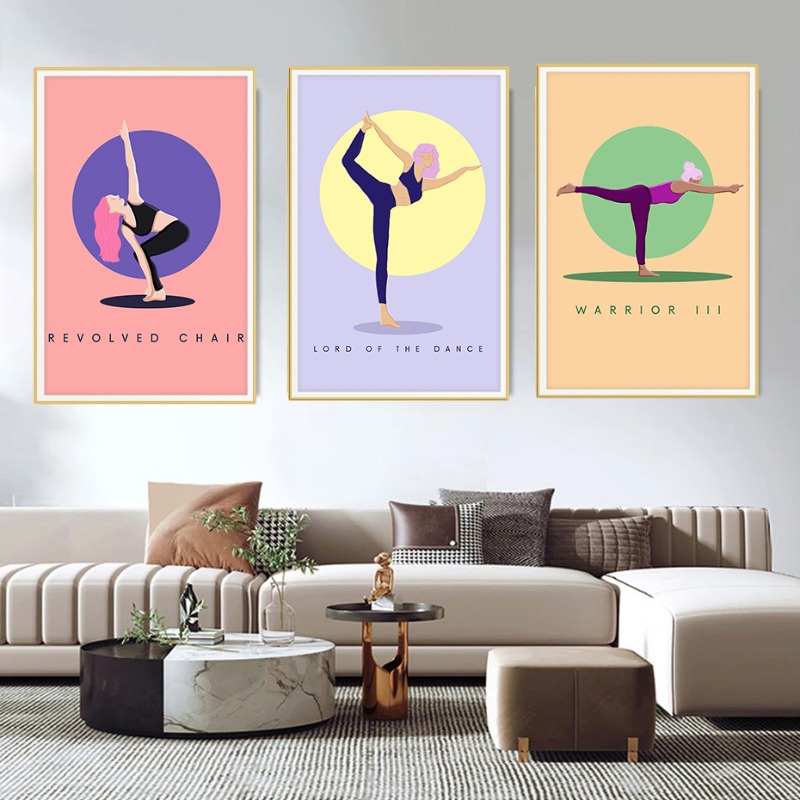 Modern Abstract Yoga Poses Pos - Home Gym Yoga Room recensione e prezzo