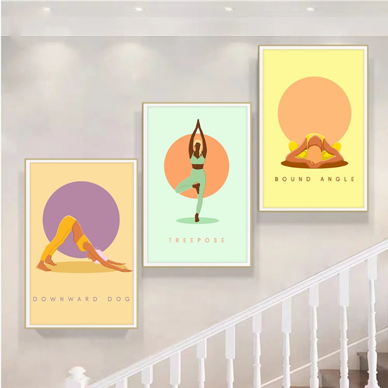 Modern Abstract Yoga Poses Pos - Home Gym Yoga Room recensione e prezzo